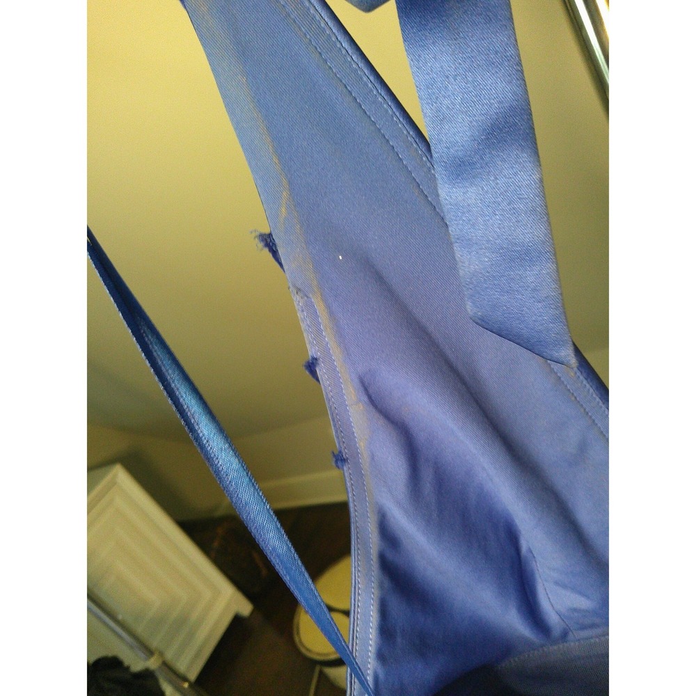 BCBGMAXAZRIA Cocktail‎ Dress Womens 8 Blue Good Satin Tiered Halter Mini - Picture 5 of 12